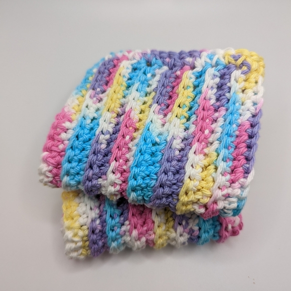 💞2/$20 HAND CRAFTED Crocheted All Purpse 100% Cottn Reusble Bath or Dish Cloths - Picture 1 of 8
